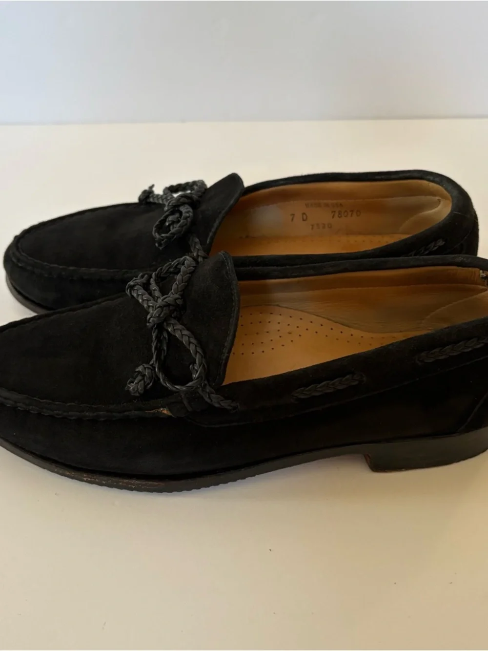 Stubbs Wootton Black Suede Leather Boat Shoes Mens 7 USA Made Cruise Resort Soft